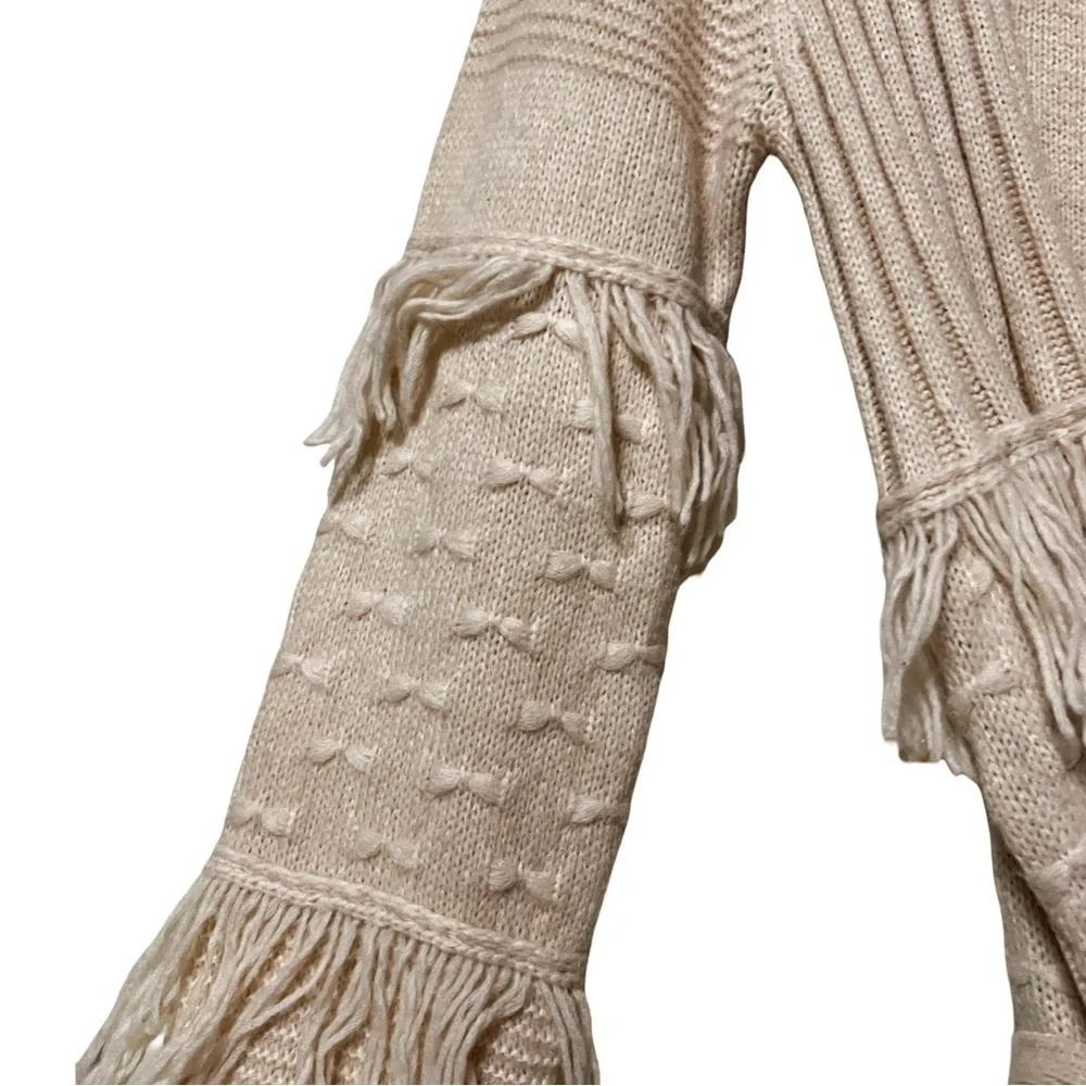 CHELSEA & VIOLET Western Fringe Boho Dusty Rose Belted Long Cardigan Sz S - Picture 4 of 6